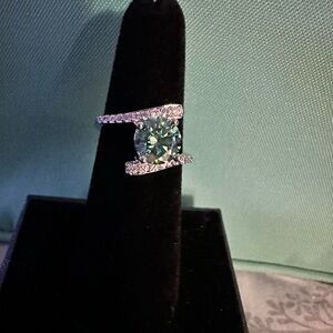 Elegant moissanite, and silver ring